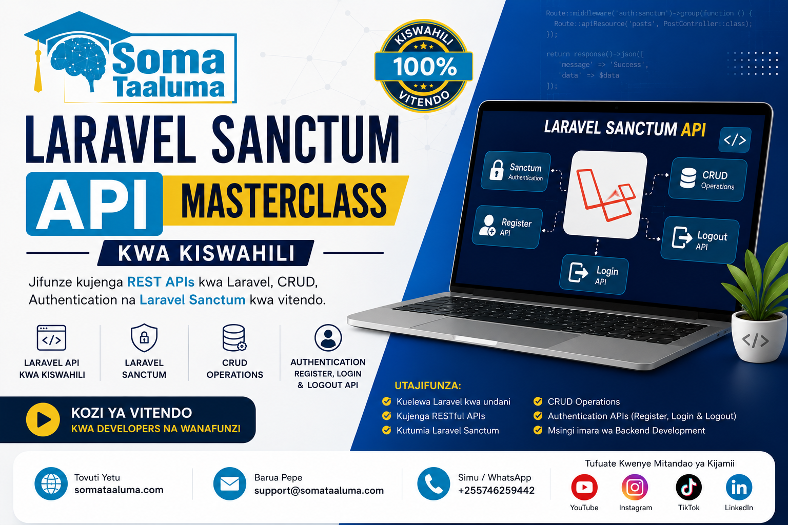 somataaluma.com laravel sancutm api masterclass kwa kiswahili somataaluma